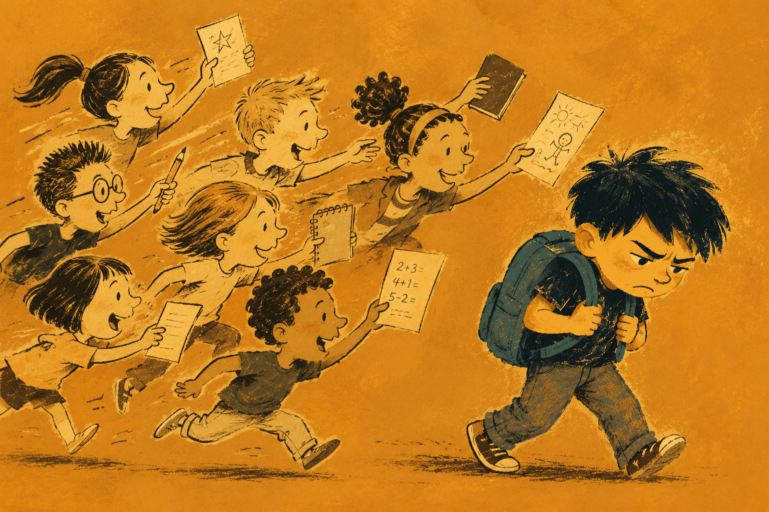 A child resisting schoolwork